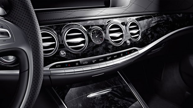 Mercedes S-CLASS S63 AMG czarne wykończenie z drewna topoli
