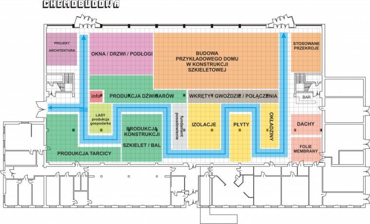 Wstępny plan układu hali targowej
