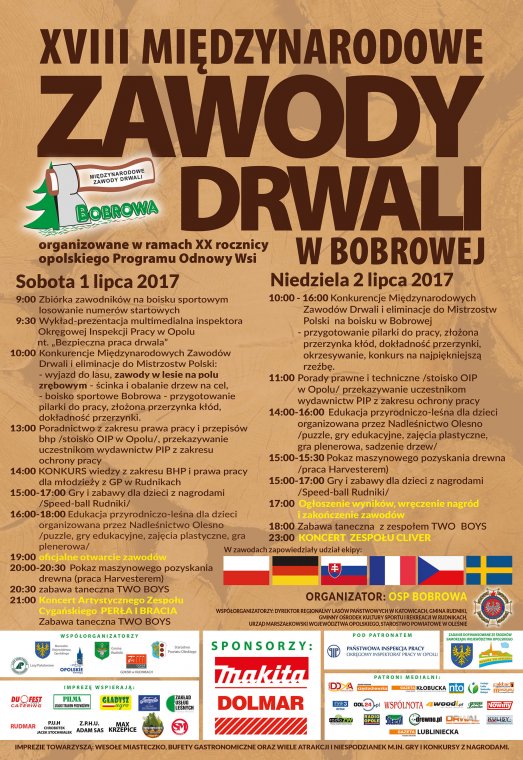 Program XVIII Międzynarodowych Zawodów Drwali w Bobrowej