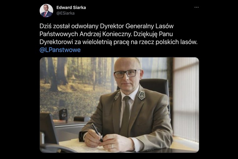 Dyrektor generalny Lasów Państwowych odwołany