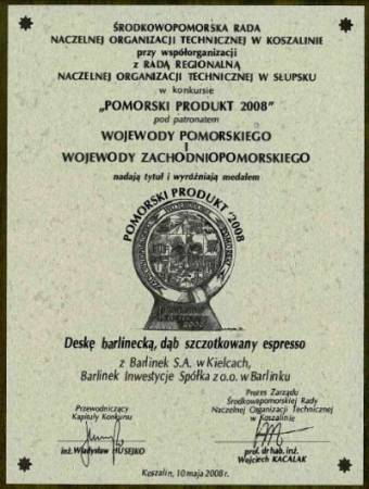 Dyplom dla Dęba Szczotkowanego Espresso