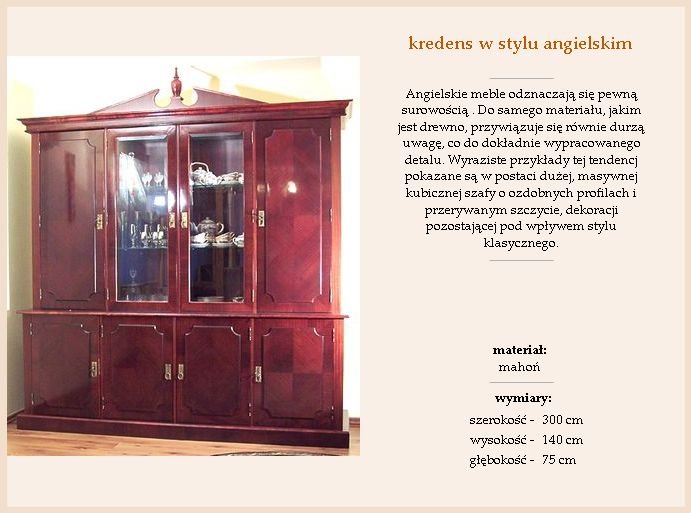 Kredens w stylu angielskim wykonany w Pracowni Dariusza Bergiera