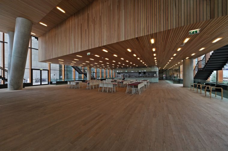 Czerwony dąb amerykański na podłodze Konserwatorium Muzycznego w Amsterdamie 