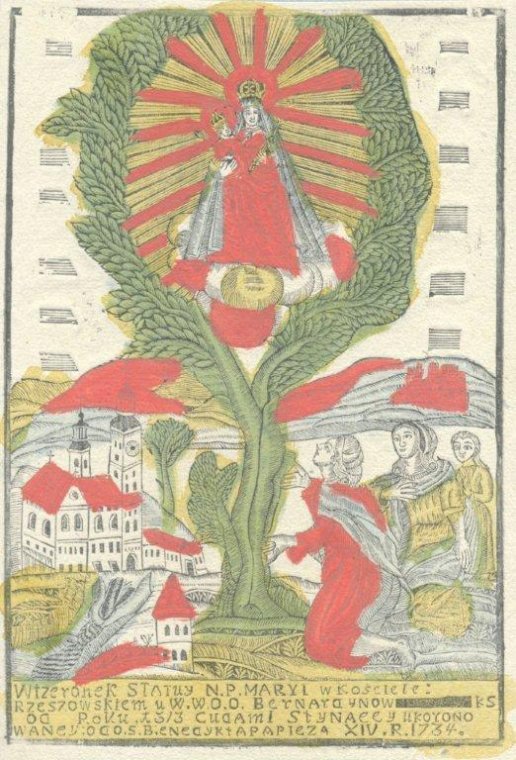 Drzeworyt: Matka Boska Rzeszowska, datowanie: 1801–1841, Narodowa Naukowa Biblioteka Ukrainy im. Stefanyka we Lwowie.