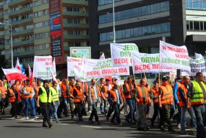 Protest pracodawców i pracowników leśnych w Szczecinie