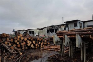 Pożar w tartaku w Klisznie