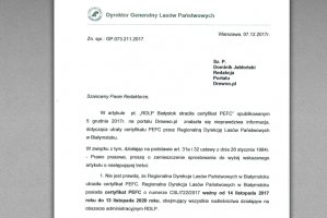 Sprostowanie Dyrektora Generalnego Lasów Państwowych