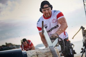 Michał Dubicki podczas zawodów w Marsylii - konkurencja Stock Saw