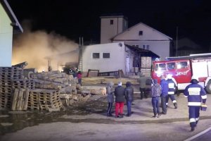 Pożar tartaku w Łękach Dukielskich