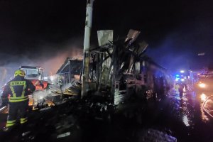 Pożar zakładu drzewnego Mierkach