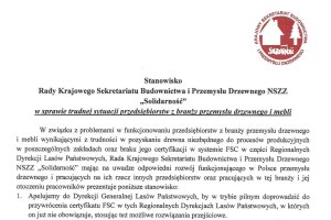 Stanowisko RKS Budownictwa i Przemysłu Drzewnego Solidarność