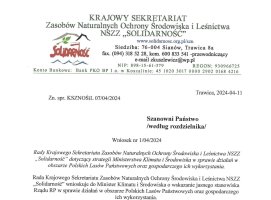 "Solidarność" leśników chce jasnego stanowiska Rządu