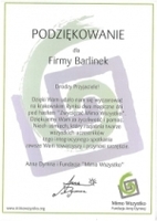 Podziękowanie dla firmy Barlinek