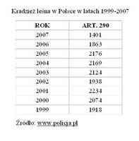 Kradzież leśna w Polsce w latach 1999-2007