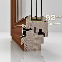 Drewniane okna DAKO ze złotym godłem Quality International