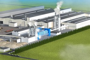 Wizualizacja zakładu produkcyjnego płyt drewnopochodnych w Smorgoni