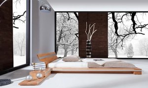 Drewniana sypialnia w zimowej aranżacji