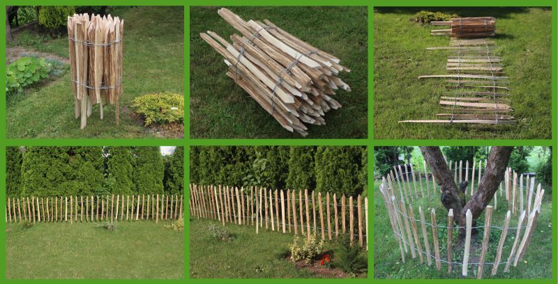 Płot z leszczyny łupanej wbijany (3-4 cm)