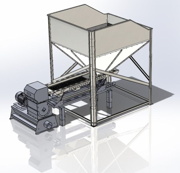 Messerhacker mit 4 m3 Puffer für trockene Würfel oder nasse Chips