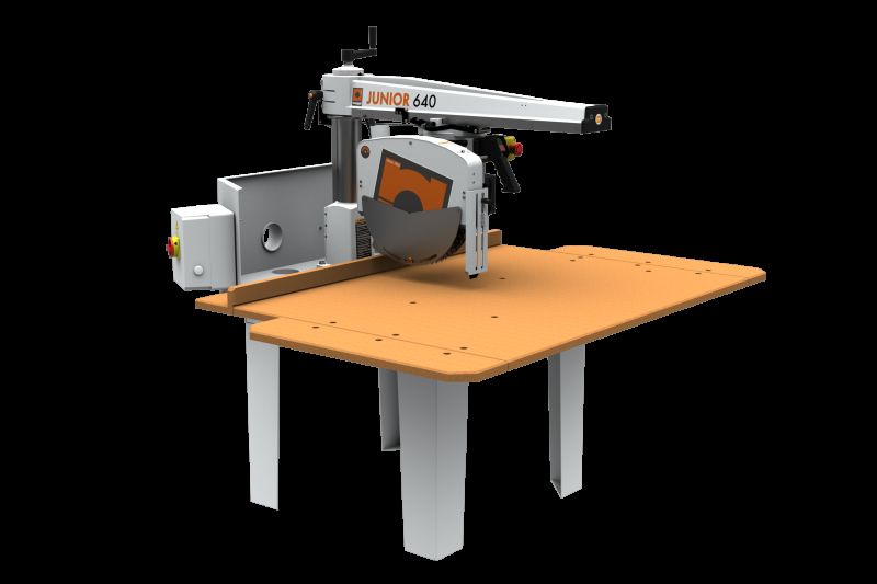 MAGGI JUNIOR640 Piła radialna Tnie prosto, pod kątem oraz poprzecznie  płyty i deski drewniane do długości 3 m. 