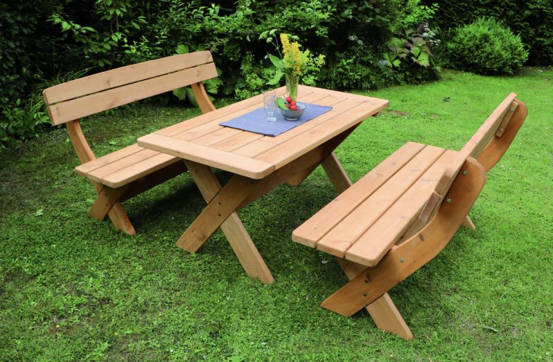 KOMPELT MEBLI OGRODOWYCH STÓŁ + 2 ŁAWKI