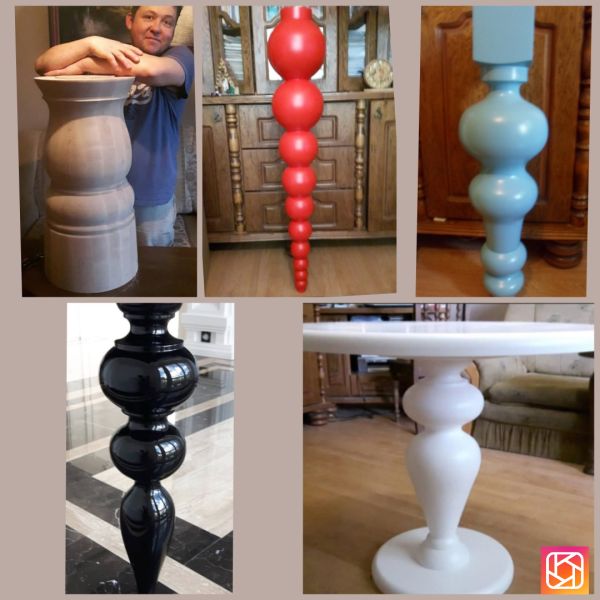 Toczenie w drewnie, duże średnice, nogi toczone z drewna do stołu