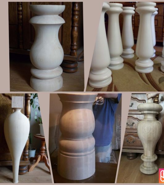 Kolumny toczone duże, nogi z drewna